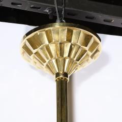  mile Jacques Ruhlmann Art Deco Cubist Bronze Prismatic Glass Holophane Chandelier by E J Ruhlmann - 2143369