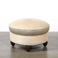  mile Jacques Ruhlmann Art Deco Upholstered Ottomans with Walnut Reeded Supports Manner of Ruhlmann - 4720188