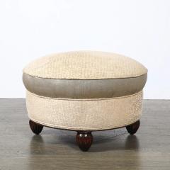  mile Jacques Ruhlmann Art Deco Upholstered Ottomans with Walnut Reeded Supports Manner of Ruhlmann - 4720189