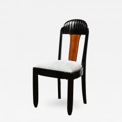  mile Jacques Ruhlmann French Art Deco Black Lacquer Walnut Occasional Chair Manner of Ruhlmann - 2552559