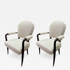  mile Jacques Ruhlmann J E RUHLMANN stamped pair of tchicest apered bronze legs arm chairs - 3266103