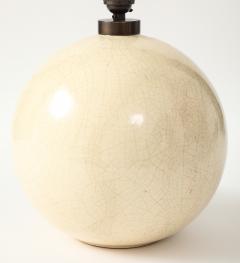  mile Jacques Ruhlmann Off White Crackle Ceramic Sphere Lamp Style Of Jacques Emile Ruhlmann France - 4620727