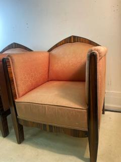  mile Jacques Ruhlmann SLEEK PAIR OF EXOTIC WOOD ART DECO CLUB CHAIRS - 2257542