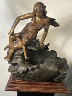  mile Nestor Joseph Carlier MAGNIFICENT FRENCH ART NOUVEAU PATINATED BRONZE METAL THE WAVE SCULPTURE - 4027434