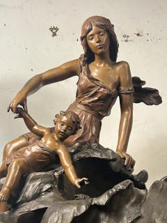  mile Nestor Joseph Carlier MAGNIFICENT FRENCH ART NOUVEAU PATINATED BRONZE METAL THE WAVE SCULPTURE - 4027440