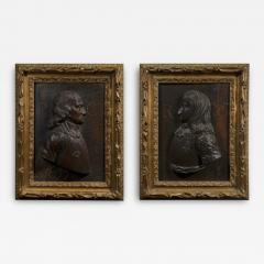  richard Cromwell A rare pair of carved oak relief panels of Oliver CRomwell - 3828693