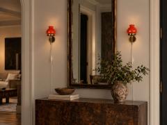  rsj Industri AB Wall Lights Brass Orange Glass Sweden 1970s - 4802287