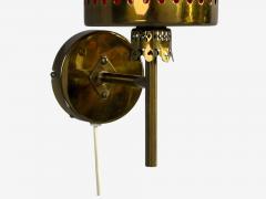  rsj Industri AB Wall Lights Brass Orange Glass Sweden 1970s - 4802293