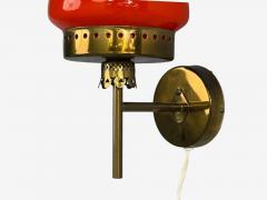  rsj Industri AB Wall Lights Brass Orange Glass Sweden 1970s - 4802294