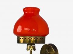  rsj Industri AB Wall Lights Brass Orange Glass Sweden 1970s - 4802295