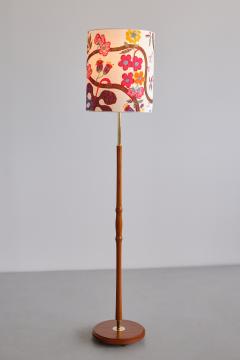  rsj rsj Armatur Teak and Brass Floor Lamp with Josef Frank Shade Sweden 1950s - 3346856