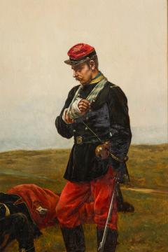  tienne Prosper Berne Bellecour French 19th C oil painting of 2 soldiers by a stream signed E Berne Bellacour - 4631796