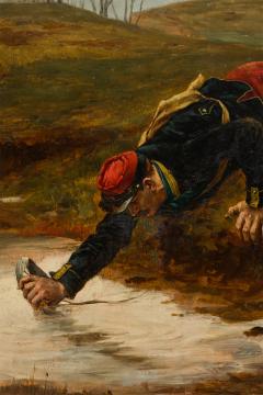  tienne Prosper Berne Bellecour French 19th C oil painting of 2 soldiers by a stream signed E Berne Bellacour - 4631799