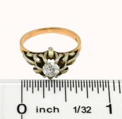 0 55 CARAT OLD EUROPEAN CUT DIAMOND 14K YELLOW GOLD AND SILVER ENGAGEMENT RING - 2621160