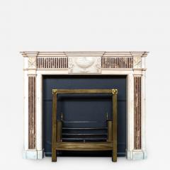 0830 18th C Neoclassical White Marble Fireplace Mantel Brocatelle Marble Inlay - 2494219