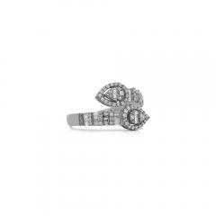 1 10 Carat Pear Shape Diamond Cluster Bypass Ring in 14K White Gold - 3946698