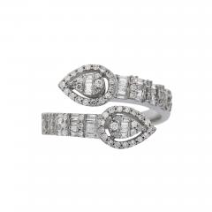 1 10 Carat Pear Shape Diamond Cluster Bypass Ring in 14K White Gold - 3948204