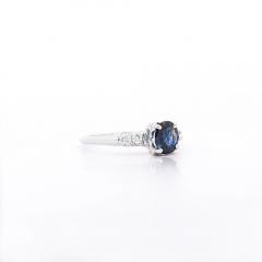 1 13 Carat Cushion Cut Sapphire Side Diamond in 14K White Gold Engagement Ring - 4012679