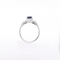 1 13 Carat Cushion Cut Sapphire Side Diamond in 14K White Gold Engagement Ring - 4012688