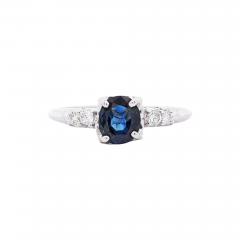 1 13 Carat Cushion Cut Sapphire Side Diamond in 14K White Gold Engagement Ring - 4015493