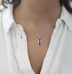 1 15 Carat Pinkish Red Ruby and Diamond Pendant Necklace Platinum - 3707458