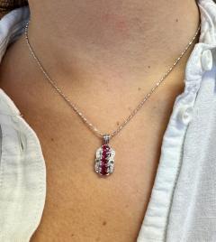 1 15 Carat Pinkish Red Ruby and Diamond Pendant Necklace Platinum - 3707471