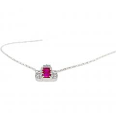 1 15 Carat Pinkish Red Ruby and Diamond Pendant Necklace Platinum - 3707479