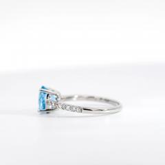 1 16 Carat Oval Cut Aquamarine and Diamond Shank 14K White Gold Ring - 3512979
