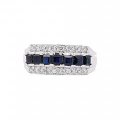 1 16 Carat Sapphire and Round Cut Diamond Cluster Band Ring in Platinum - 3709287