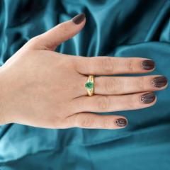 1 19 Carat Oval Cut Emerald Diamond 14K Gold Statement Ring - 4012682