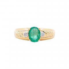 1 19 Carat Oval Cut Emerald Diamond 14K Gold Statement Ring - 4015492