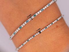 1 2 Carat Blue White Lab Grown Diamond 4 Prong 14K White Gold Tennis Bracelet - 3887816