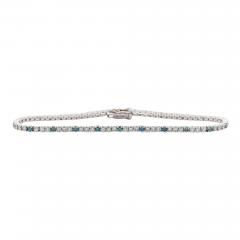 1 2 Carat Blue White Lab Grown Diamond 4 Prong 14K White Gold Tennis Bracelet - 3889460