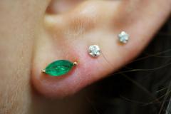 1 2 Carat Natural Emerald Marquise Cut 8MM Stud Earring in 14K Solid Gold - 3513146