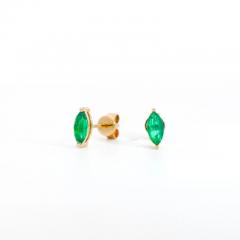 1 2 Carat Natural Emerald Marquise Cut 8MM Stud Earring in 14K Solid Gold - 3513149
