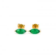 1 2 Carat Natural Emerald Marquise Cut 8MM Stud Earring in 14K Solid Gold - 3513157