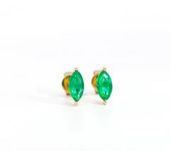 1 2 Carat Natural Emerald Marquise Cut 8MM Stud Earring in 14K Solid Gold - 3513173