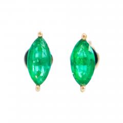 1 2 Carat Natural Emerald Marquise Cut 8MM Stud Earring in 14K Solid Gold - 3610218