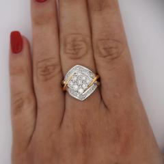 1 2 Carat Round Cut Diamond Two Tone Retro Cluster Ring - 3832376