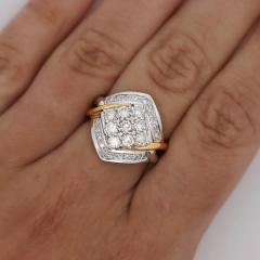 1 2 Carat Round Cut Diamond Two Tone Retro Cluster Ring - 3832378