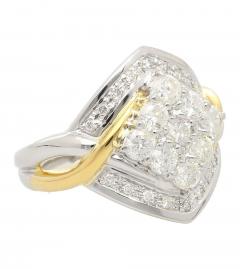 1 2 Carat Round Cut Diamond Two Tone Retro Cluster Ring - 3832379