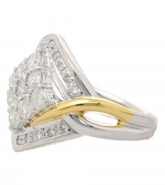 1 2 Carat Round Cut Diamond Two Tone Retro Cluster Ring - 3832396