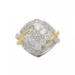 1 2 Carat Round Cut Diamond Two Tone Retro Cluster Ring - 3834929