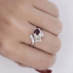 1 28 Carat Ruby Diamond 14K White Gold Toi Et Moi Ring - 3896508