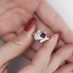 1 28 Carat Ruby Diamond 14K White Gold Toi Et Moi Ring - 3896510