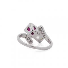 1 28 Carat Ruby Diamond 14K White Gold Toi Et Moi Ring - 3896541