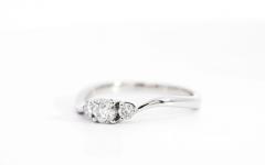 1 3 Carat Natural Diamond Mini 3 Stone Curved Ring in 14K White Gold - 3513065