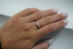 1 3 Carat Natural Diamond Mini 3 Stone Curved Ring in 14K White Gold - 3513067