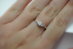 1 3 Carat Natural Diamond Mini 3 Stone Curved Ring in 14K White Gold - 3513068