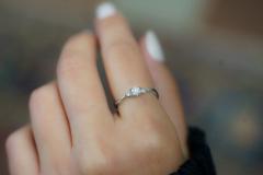 1 3 Carat Natural Diamond Mini 3 Stone Curved Ring in 14K White Gold - 3513069